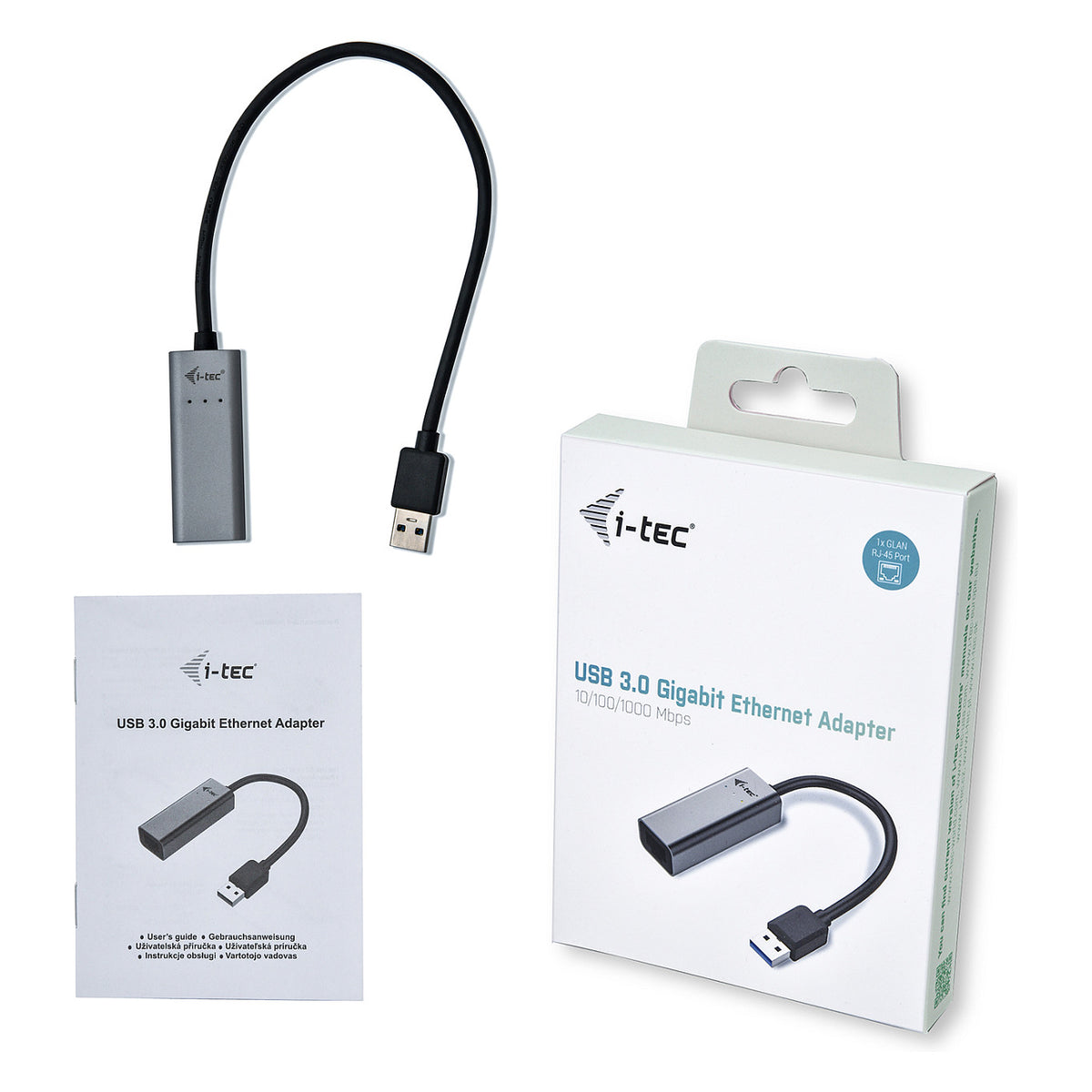 D I-TEC USB 3.0 Metal Gigabit Ethernet Adapter 1x USB 3.0 auf RJ-45 LED-Anzeige fuer Notebook Tablet PC Windows Mac Linux Android