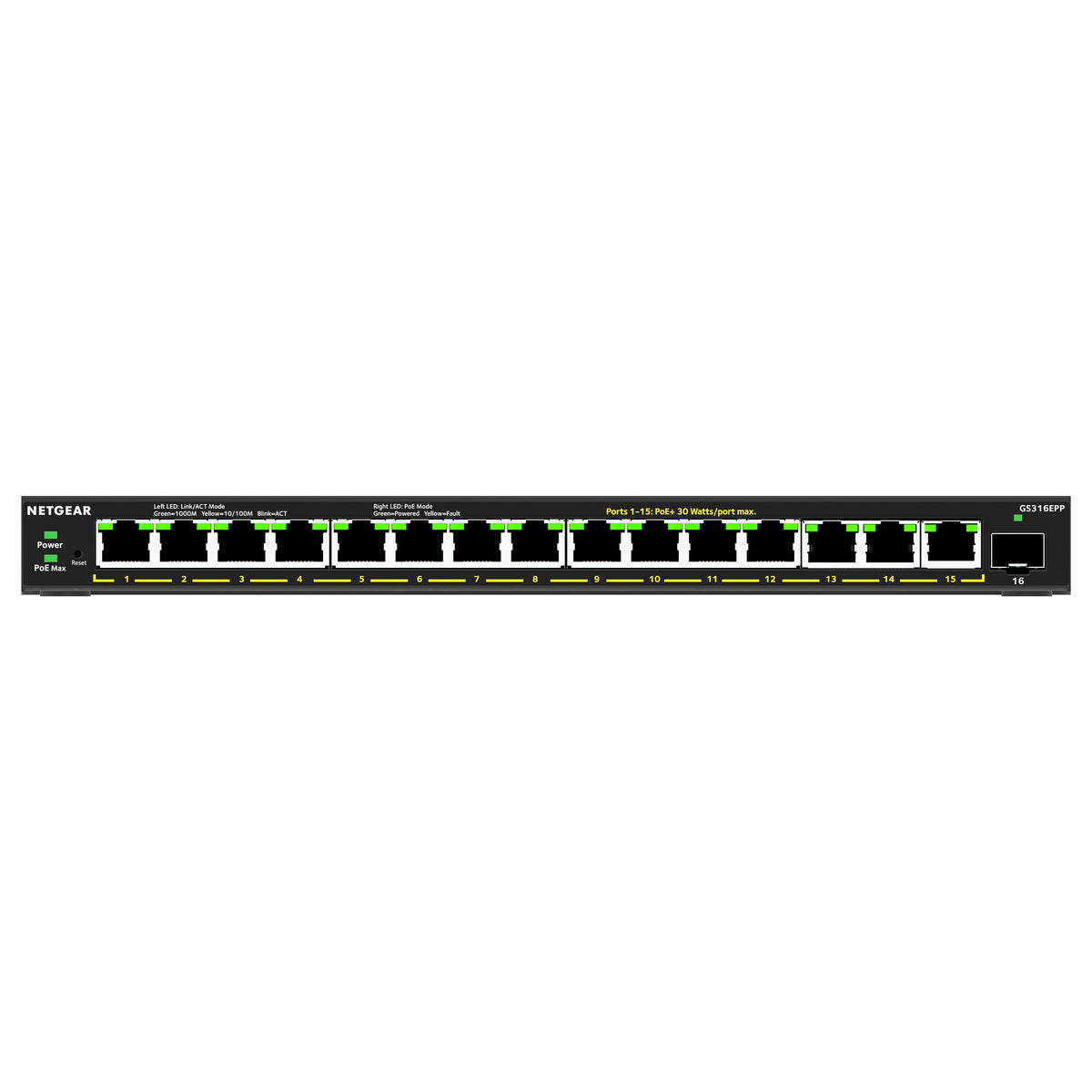 NETGEAR Switch 16x GE GS316EPP-100PES PoE+ Gigabit 231W 1SF
