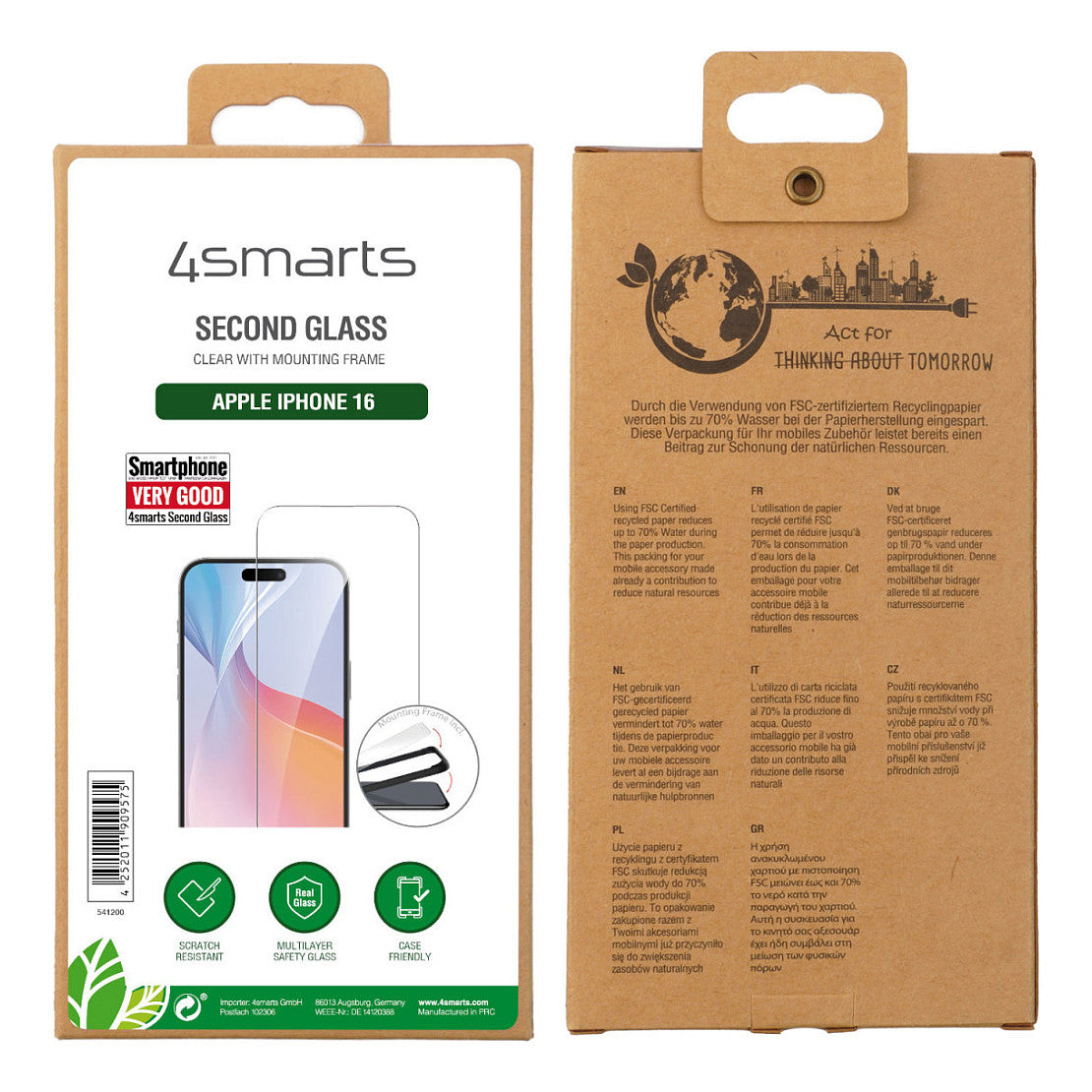 4smarts Second Glass mit Montagerahmen fr iPhone 16