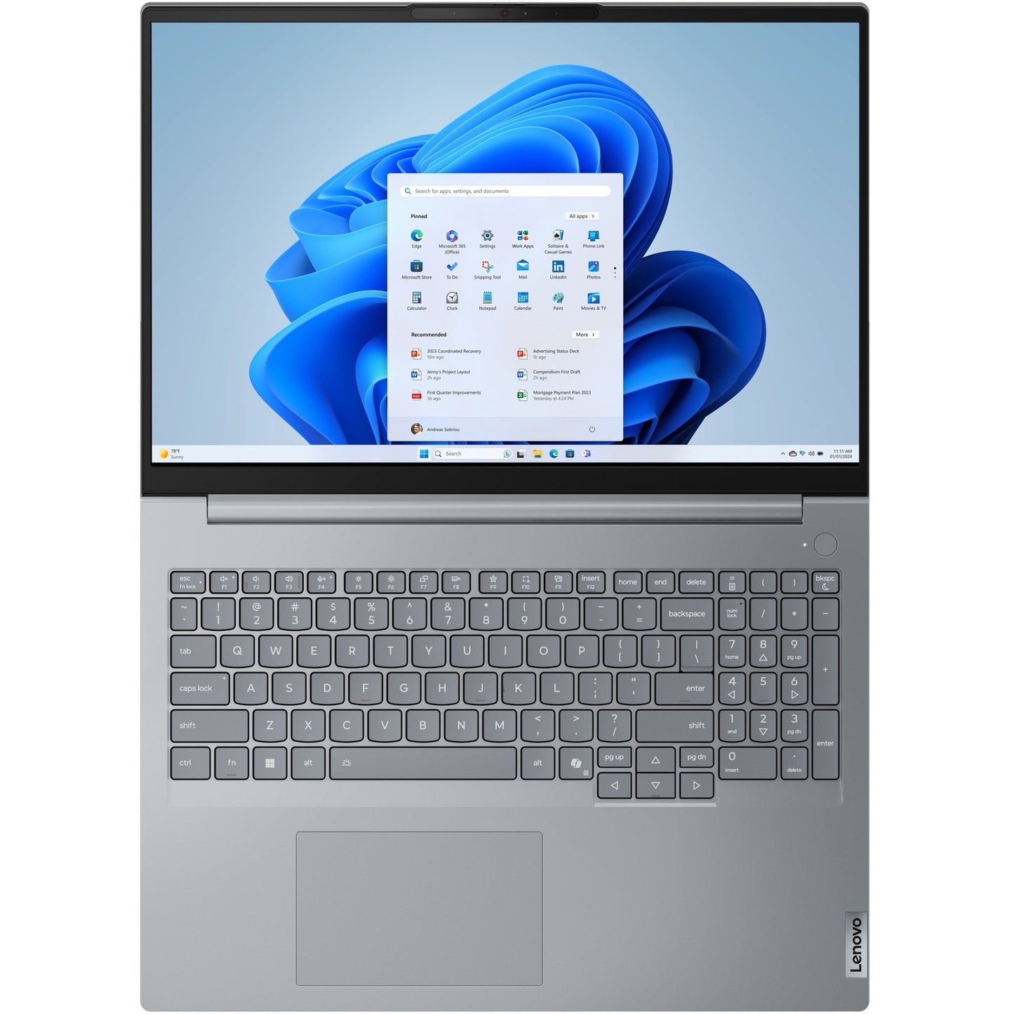 Lenovo ThinkBook 16 G8 Intel Core Ultra 7 255H 40.64cm 16Zoll WUXGA 16GB 512GB SSD UMA W11P No WWAN Arctic Grey ToPSeller