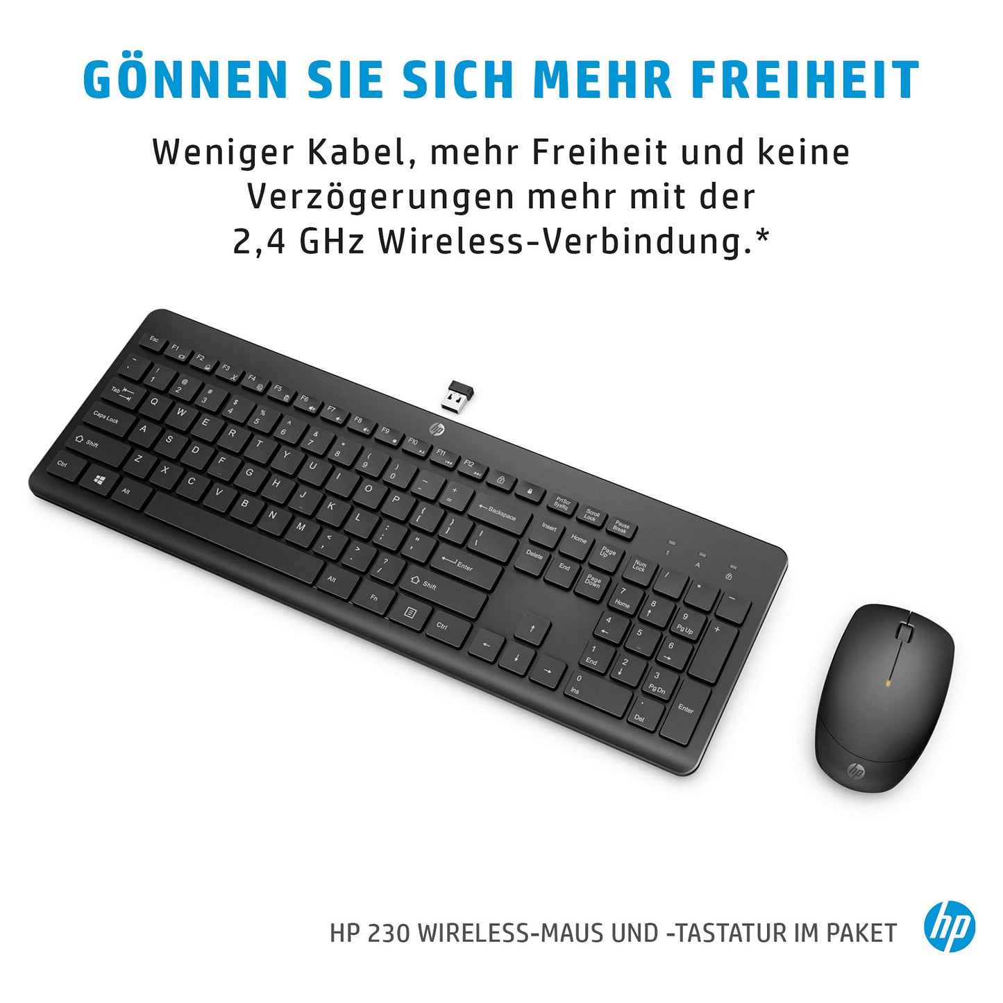 HP Tastatur+Maus 230 Kabellos Weiß Deutsch