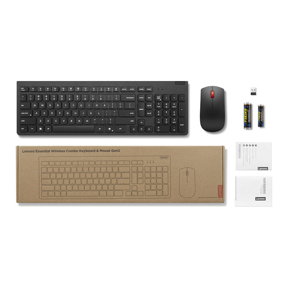 Lenovo Essential Wireless Combo Keyboard & Mouse Gen2 Black-German