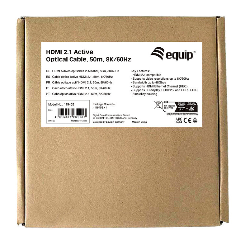 Equip HDMI UHS Ethernet 2.1 A-A St/St 50.0m 8K60Hz HDR sw