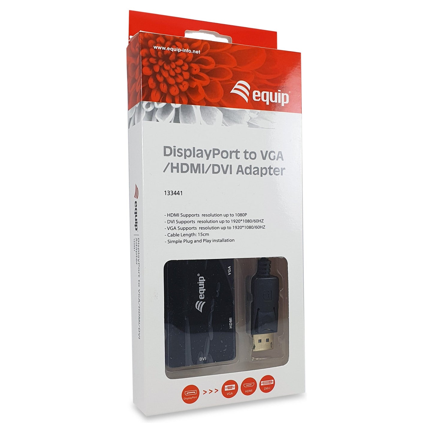 Equip Displayport->HDMI/VGA/DVI Adapter St/Bu schwarz