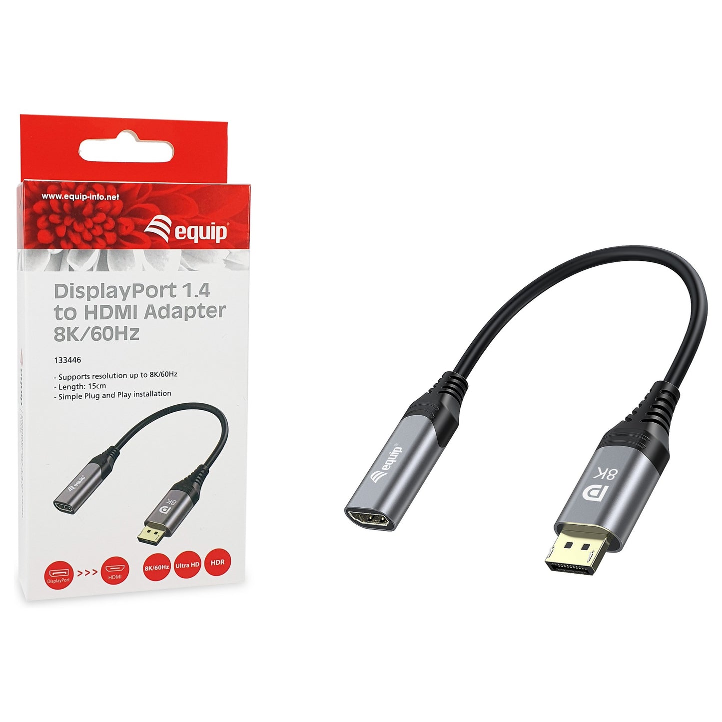 Equip Displayport->HDMI Adapter 1.4 St/Bu 8K/60Hz grau