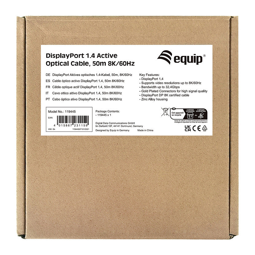 Equip DisplayPort 1.4 St/St50.00m 8K/60Hz komp.HDCP schwarz