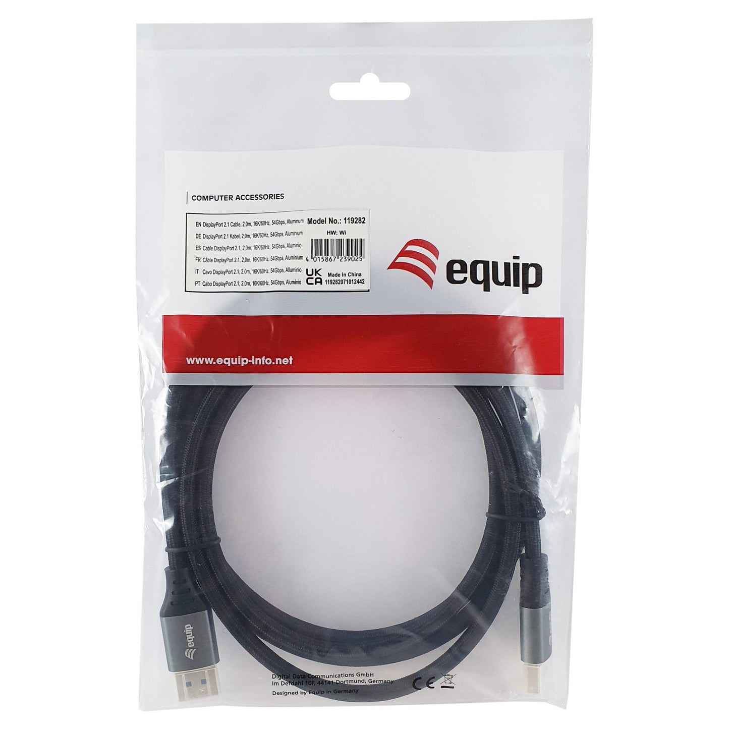 Equip DisplayPort 2.1 St/St 2.00m16K/60Hz komp.HDCP Alum. gr