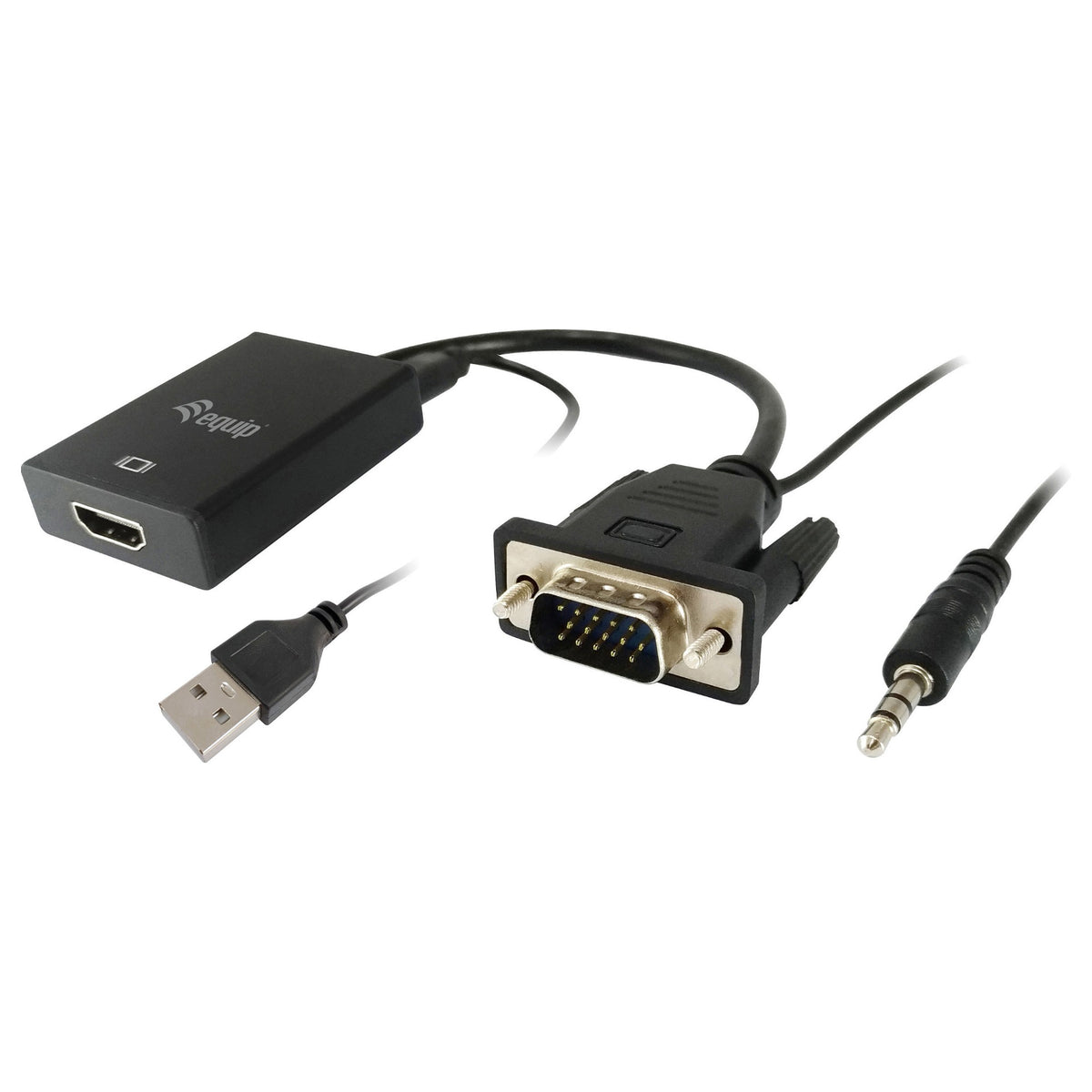 Equip VGA auf HDMI Adapter. mit Audio. schwarz. 15cm