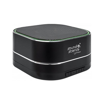 MANHATTAN Sound Science Metallic LED Bluetooth-Lautsprecher Bluetooth 5.0 Mikrofon Bedienelemente FM-Radio MicroSD-Slot schwarz