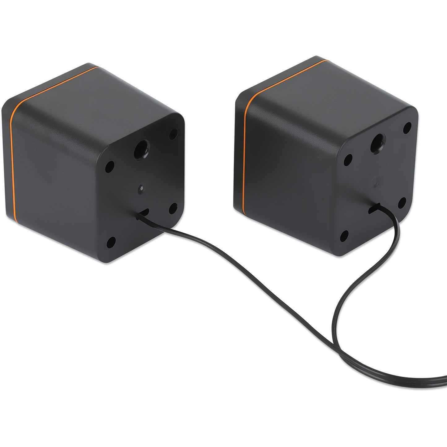 MANHATTAN Lautsprecher fr PC und Laptop 2600 Series zwei verbundene Lautsprecher 1.4 m USB-Kabel USB-C/USB-A-Adapter schwarz/orange