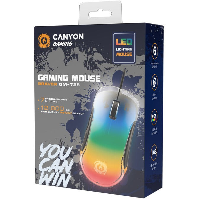 Canyon Gaming Mouse Braver GM-728 12800 DPI/RGB/7 Keys bk retail