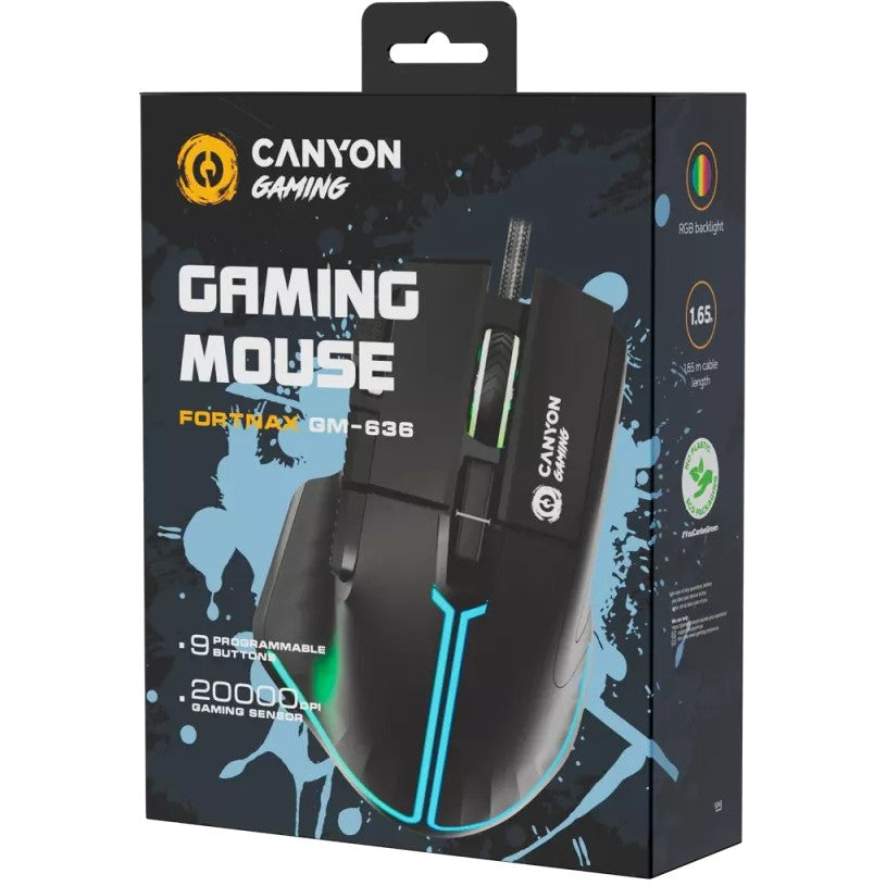 Canyon Gaming Mouse Fortnax GM-636 20000 DPI/RGB/9 Keys bk retail