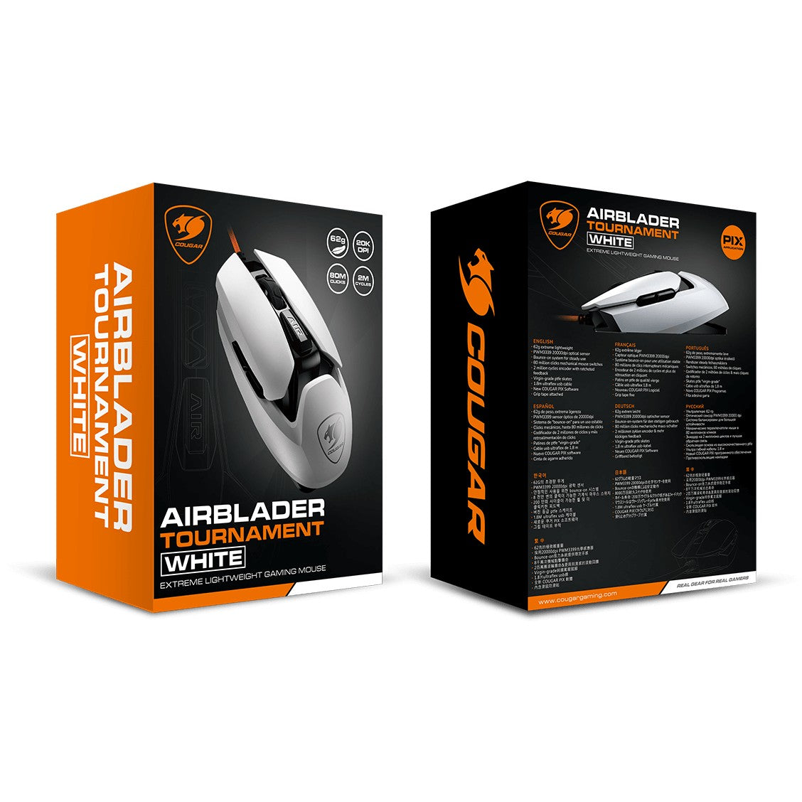 COUGAR Gaming Maus AirBlader Tournament. Kabelgebunden. Weiß