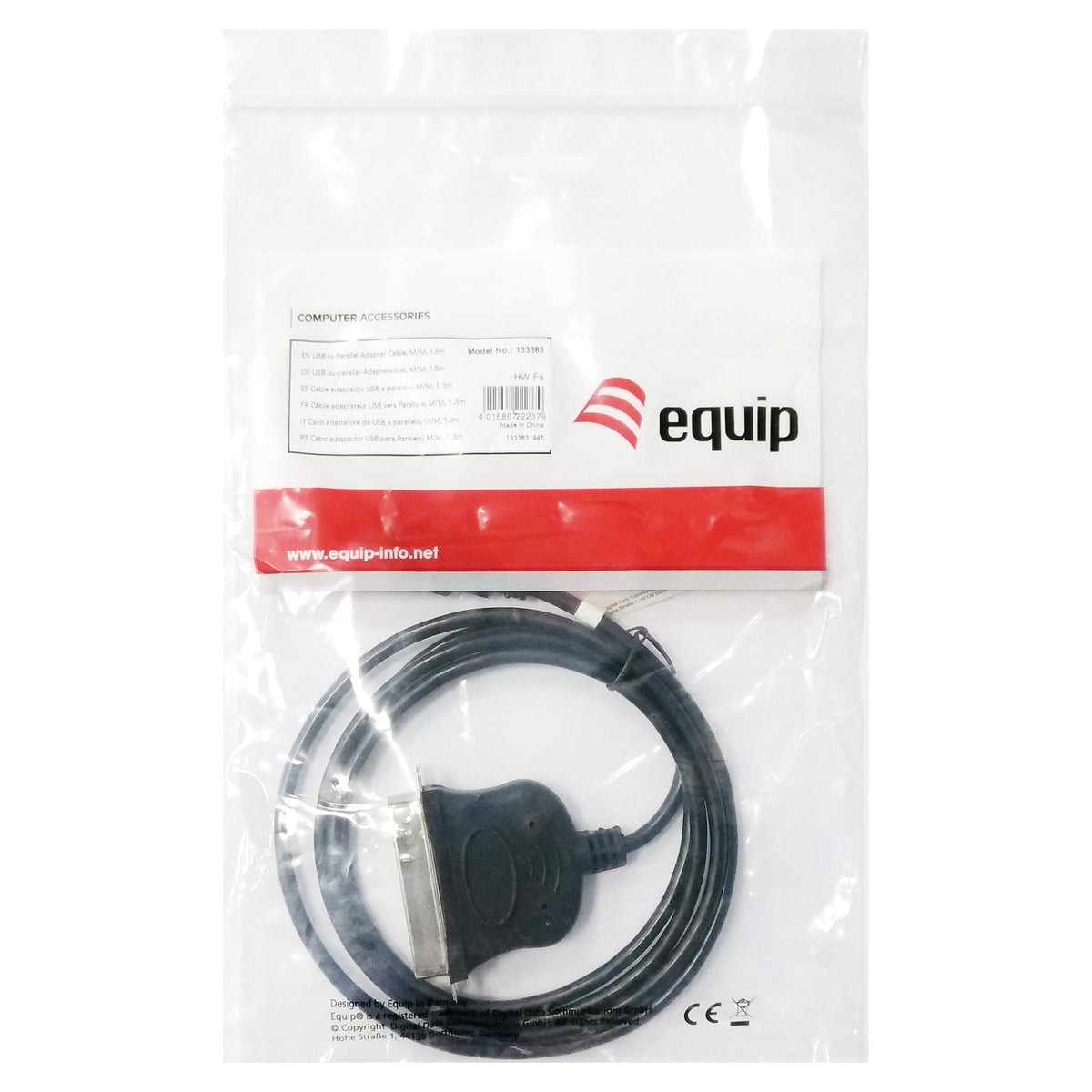 Equip Adapter USB-A -> Parallel EPP.ECP.bidi St/St 1.50m sw Polybeutel