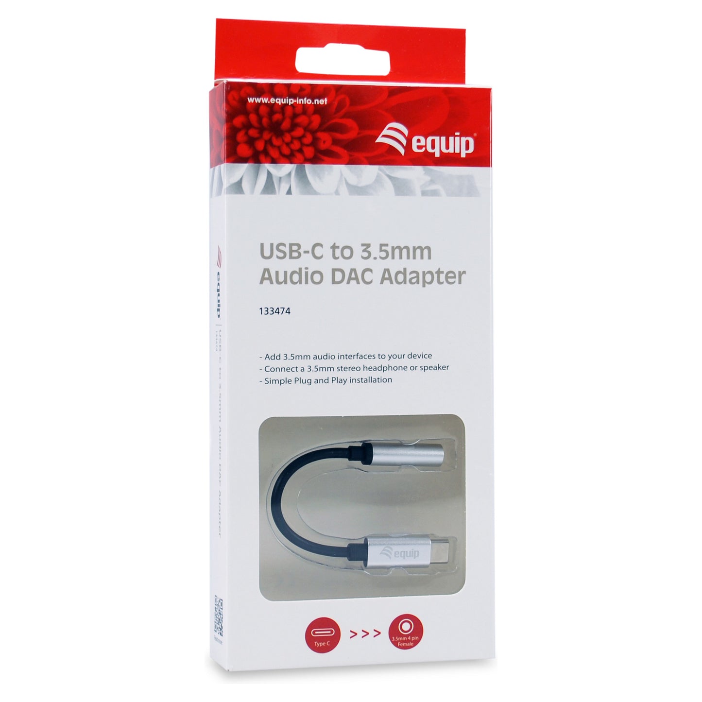 Equip Adapter USB-C -> Audio DAC 4-Pin 3.5mm St/Bu 0.15m sw