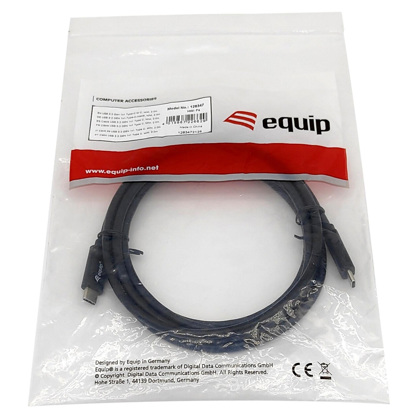 Equip Kabel USB-C 3.0 -> C St/St 2.00m 3A/20V sw