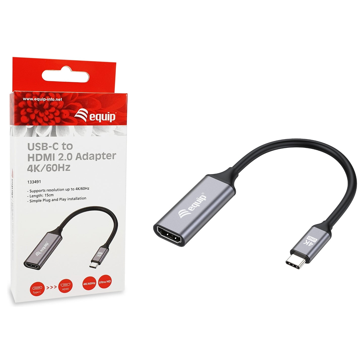 Equip Adapter USB-C -> HDMI 2.0 4K60Hz 0.15m gr