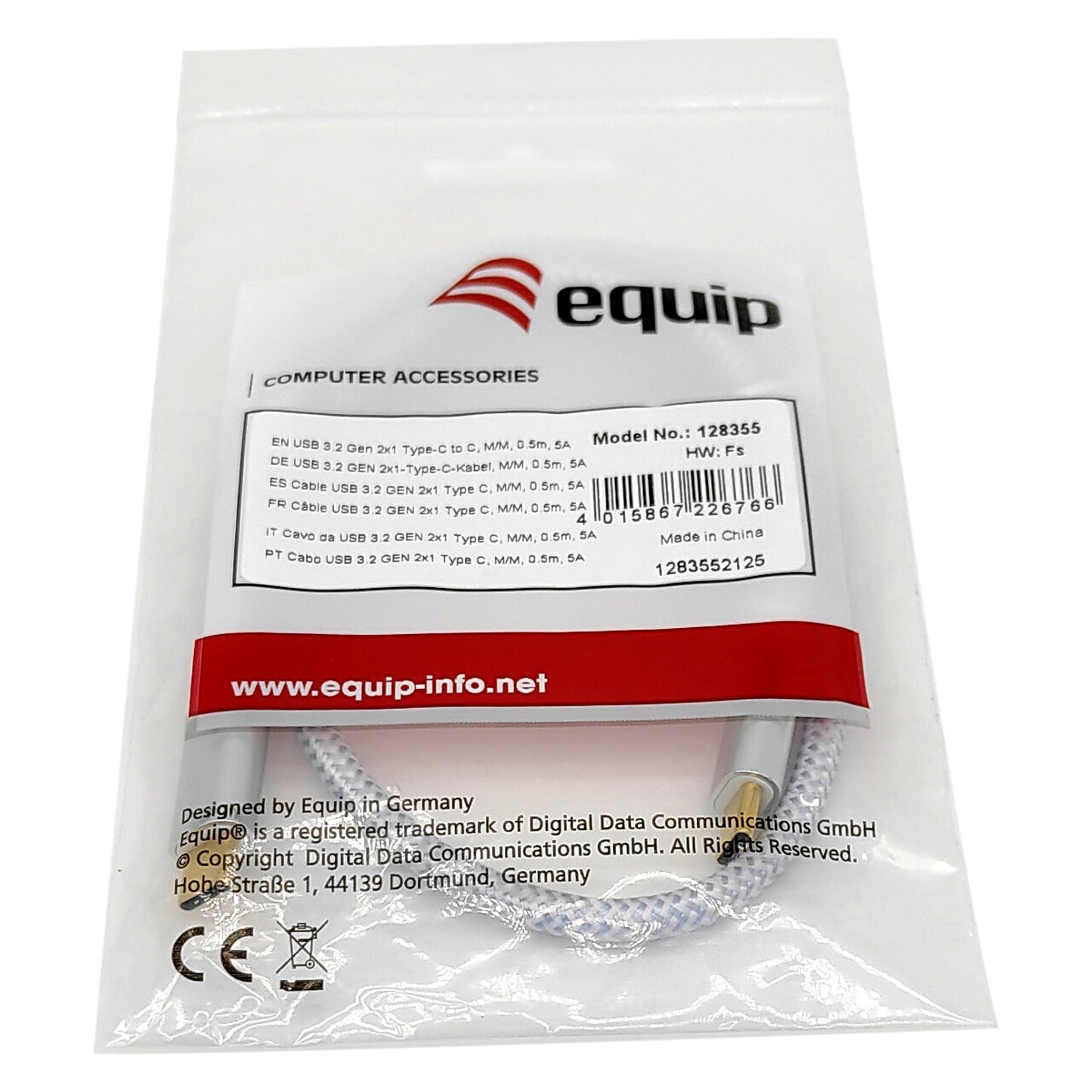 Equip Kabel USB-C 3.2 -> C St/St 2.00m 5A 4K/60Hz ws