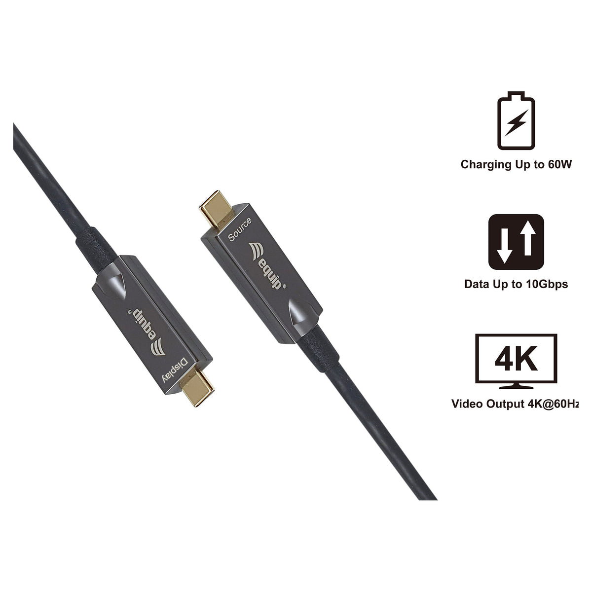 Equip Kabel USB-C 3.2 -> C St/St 10.00m 3A 4K/60Hz sw