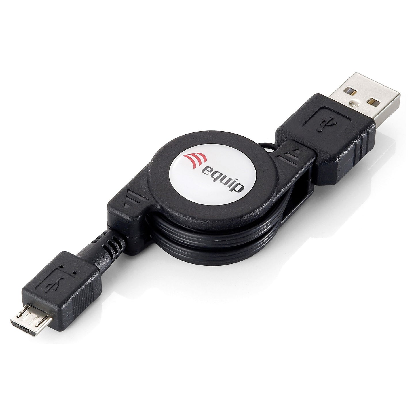 Equip Kabel USB-A 2.0 -> micro B St/St 1.00m aufrollbar sw Polybeutel