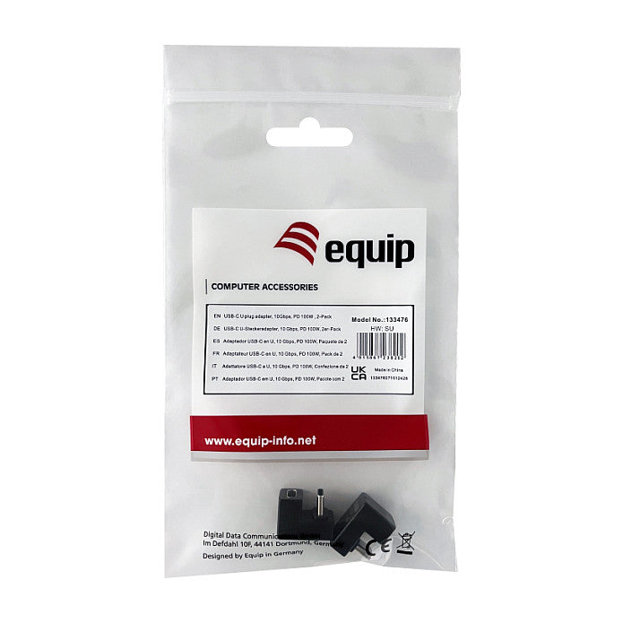 Equip Adapter USB-C -> USB-C 10Gbps. 100W PD. 2er-Pack sw