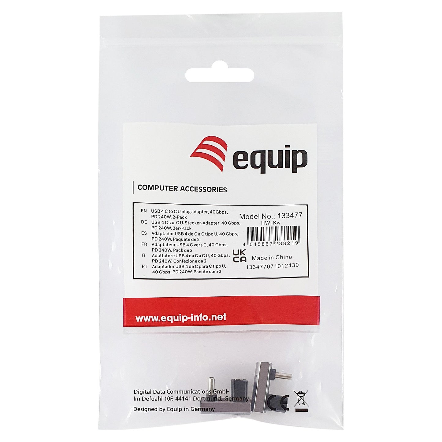 Equip Adapter USB 4.0 -> USB-C 40Gbps. 240W PD. 2er-Pack gr