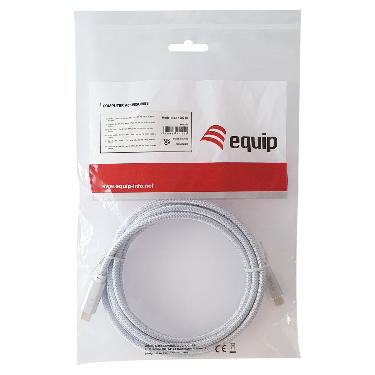 Equip Kabel USB-C 3.2 -> C St/St 3.00m 5A 4K/60Hz ws