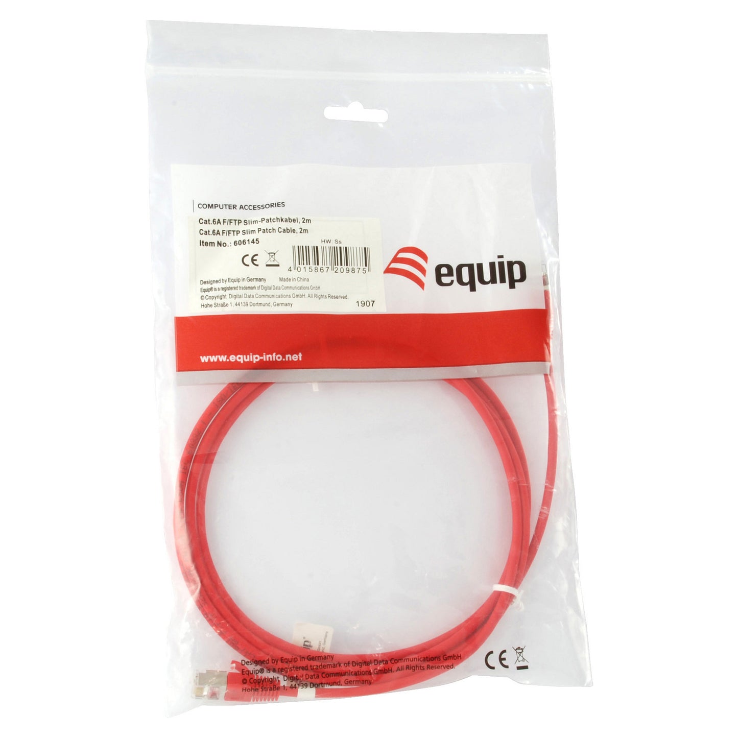 Equip Patchkabel Cat6A F/FTP 2xRJ45 2.00m rot Slim LSZH Polybeutel