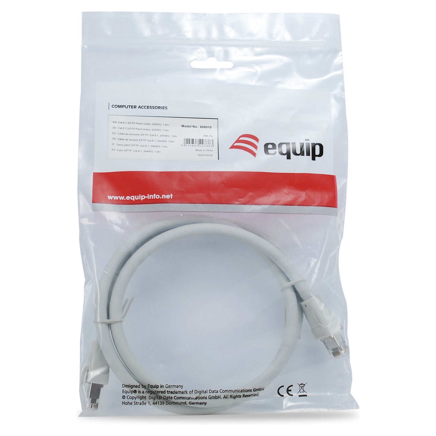 Equip Patchkabel Cat8.1 S/FTP 2xRJ45 0.50m grau LSZH Polybeutel