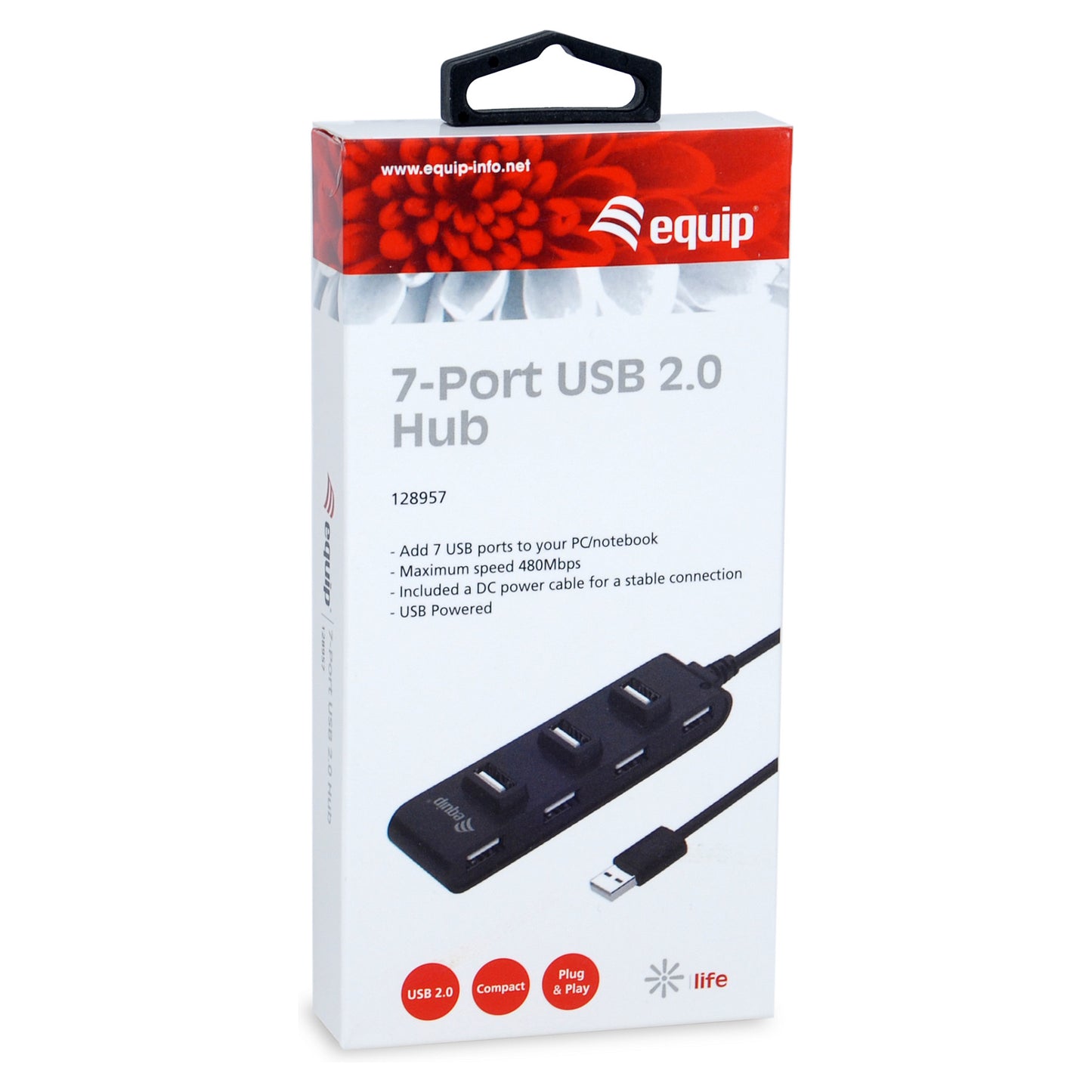 Equip USB-Hub 7-Port 2.0 ->7x2.0 480Mbps o.Netzteil sw