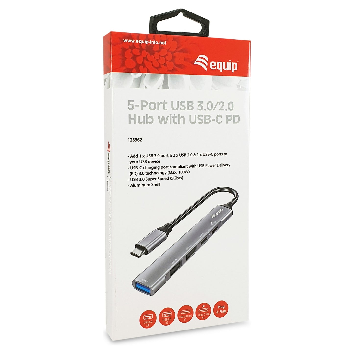 Equip Dock USB-C->1xUSB-C.1xUSB3.0.2xUSB2.0.100WPD 15cm si