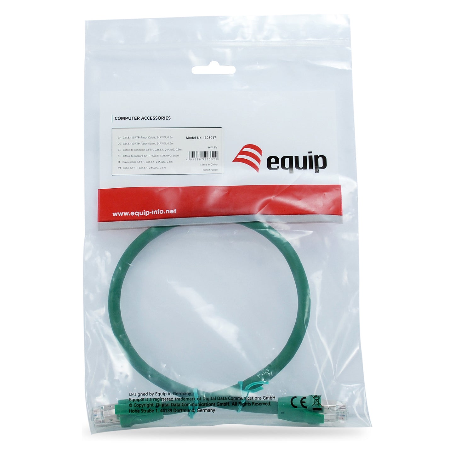 Equip Patchkabel Cat8.1 S/FTP 2xRJ45 0.50m grün LSZH Polybeutel