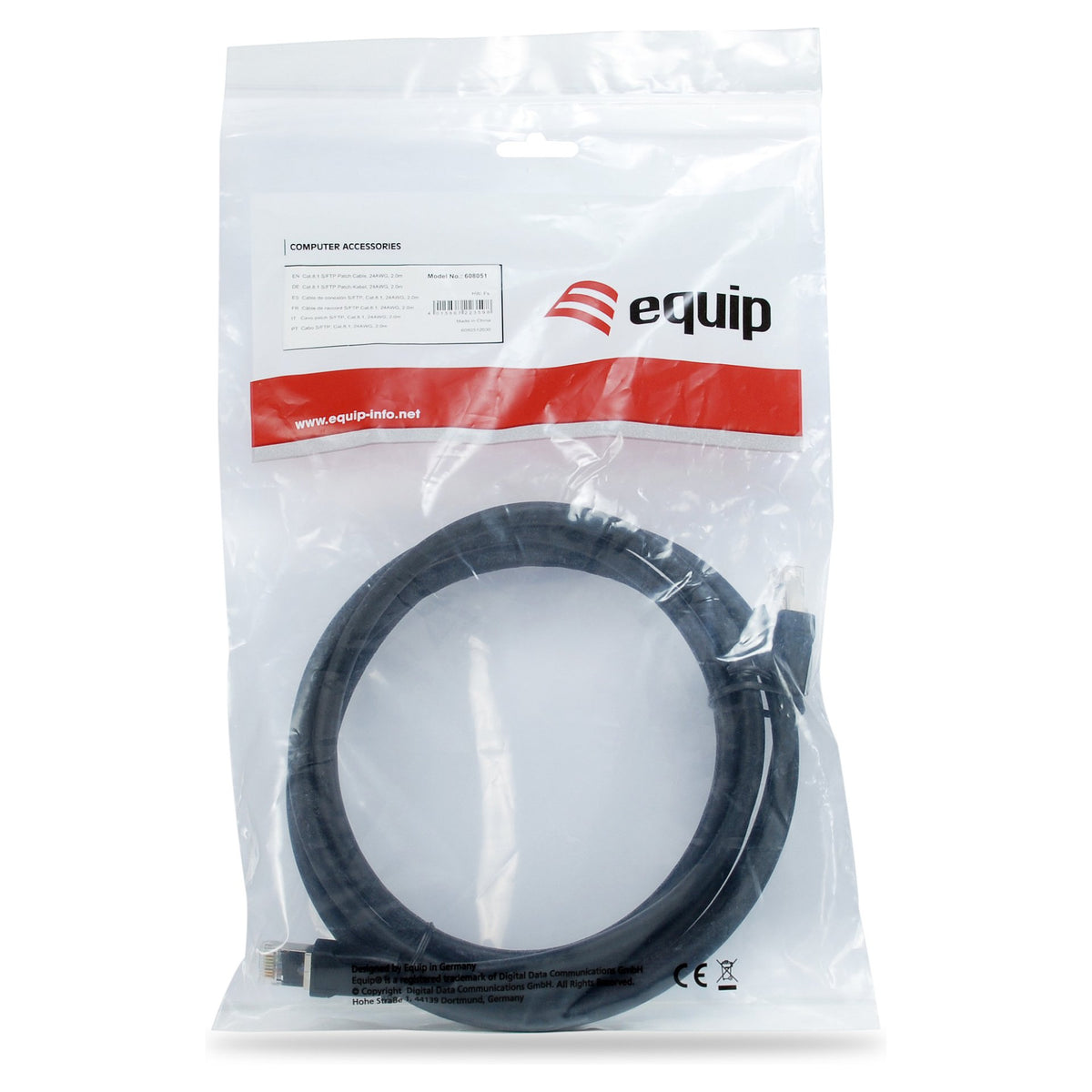 Equip Patchkabel Cat8.1 S/FTP 2xRJ45 0.50m schwarz LSZH Polybeutel