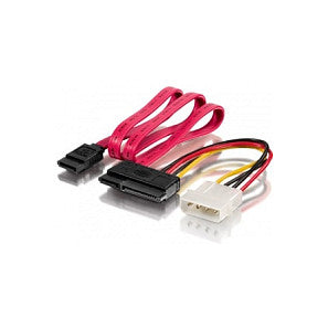 Equip Stromkabel SATA 15+7pol Bu > 4pin+SATA 7pin St/B Polybeutel