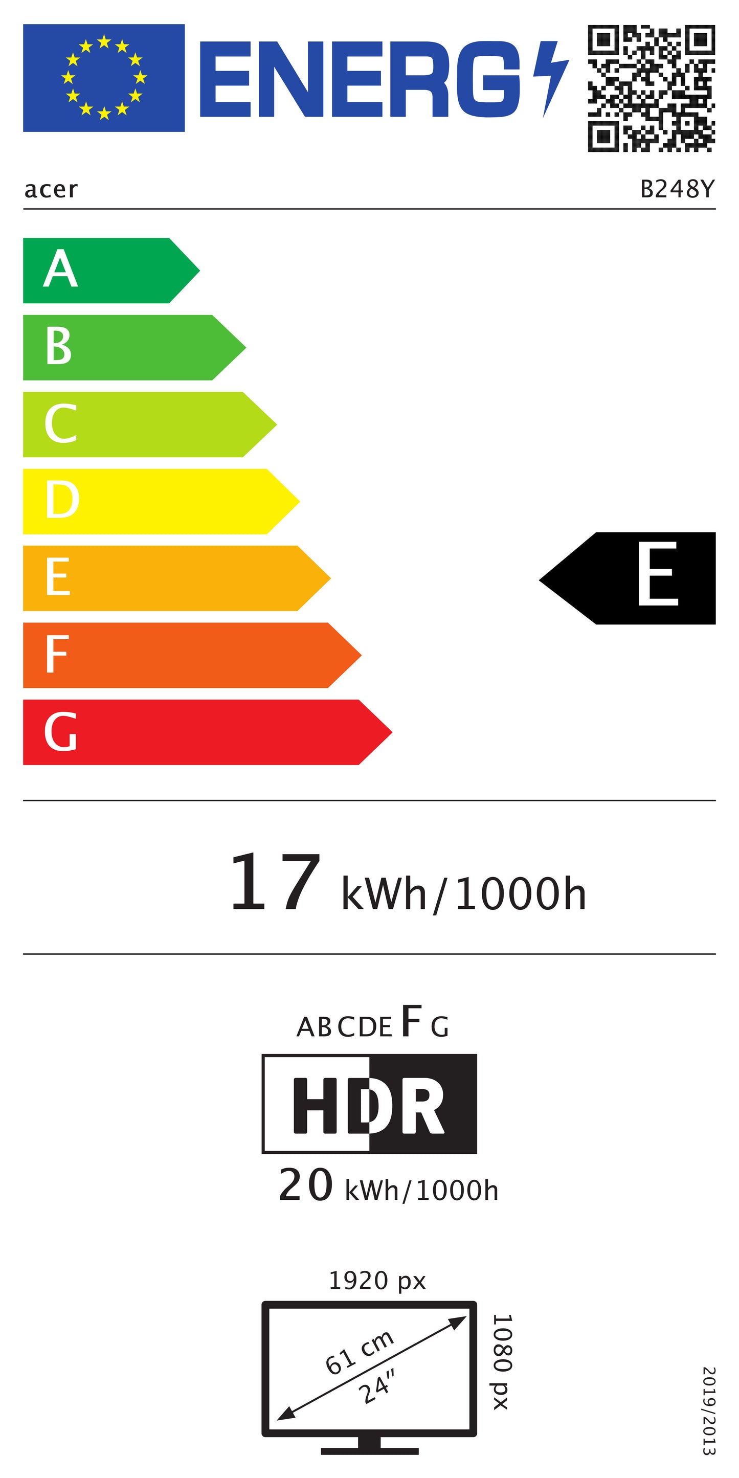 acer B248Ybemiqprcuzx Monitor 61.0 cm (24.0 Zoll) schwarz