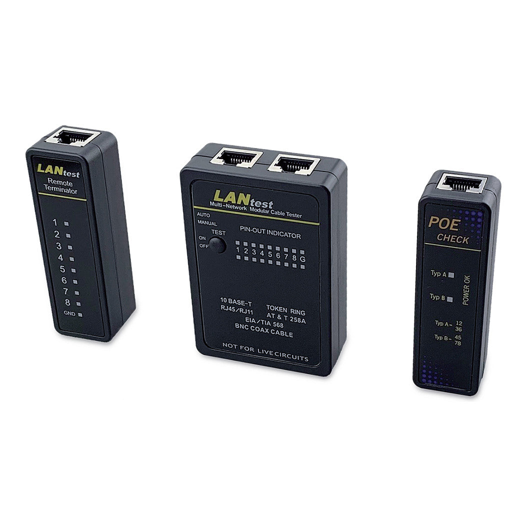 Equip Kabeltester Netzwerk f. RJ45/RJ11/RJ12/BNC Kabel sw