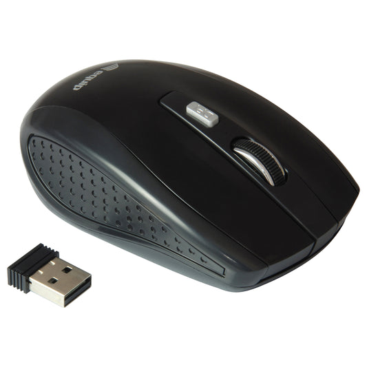 Equip Optische Maus kabellos USB Travel 4 Tasten R+L schwarz