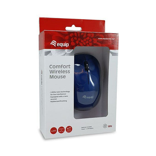 Equip Optische Maus kabellos USB Komfort R+L blau