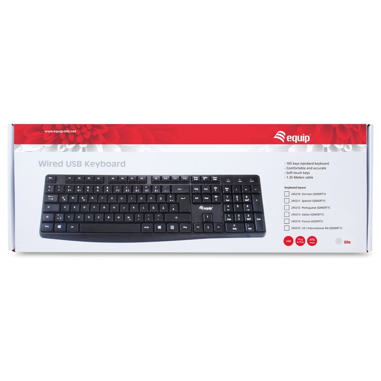 Equip Kabelgebundene USB Keyboard schwarz.US Layout