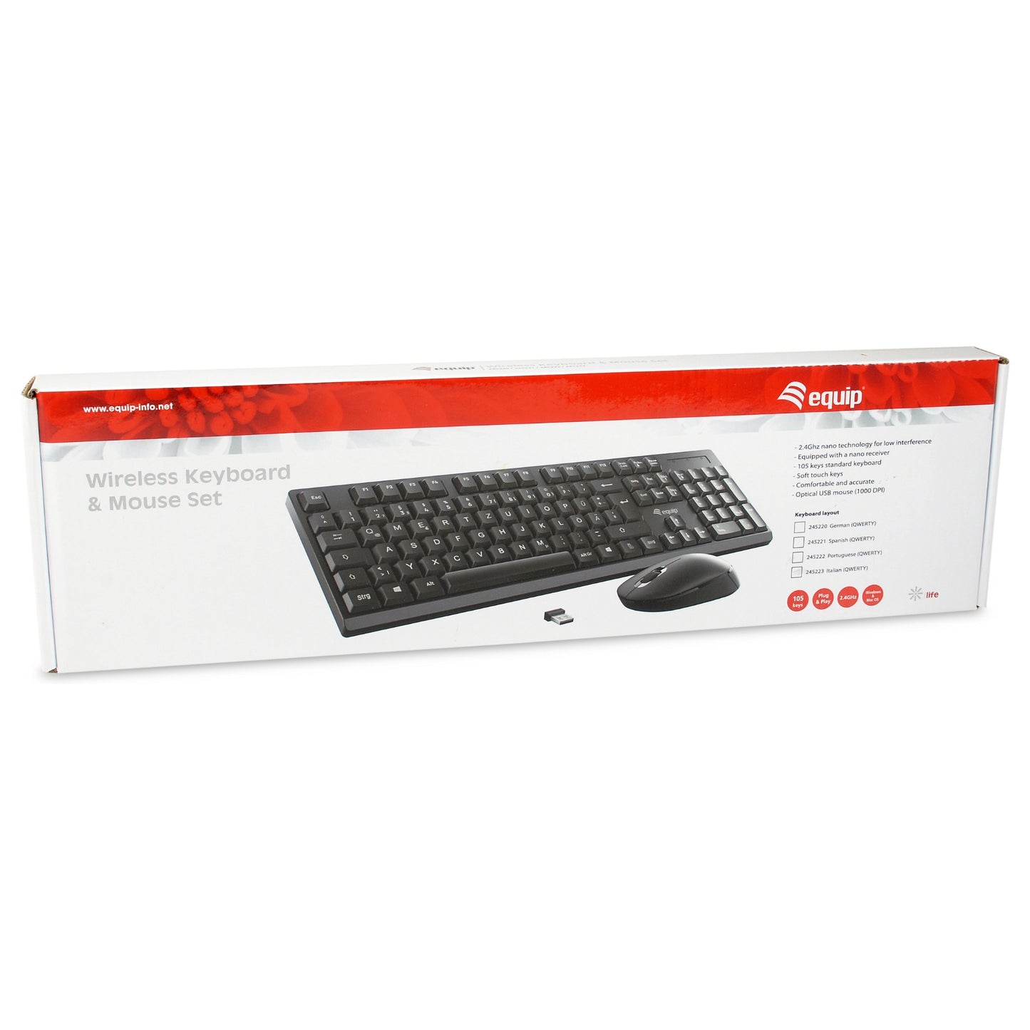 Equip Wireless Tastatur + Maus. Layout italienisch schwarz