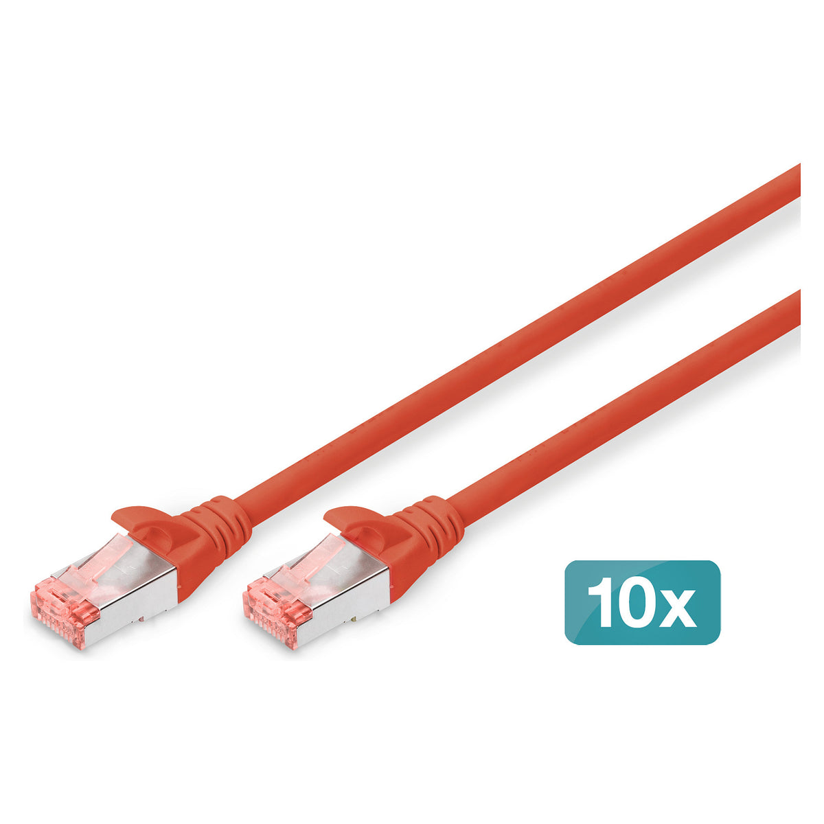 DIGITUS CAT 6 S/FTP Patchkabel, 10 Stück, 1m, rot