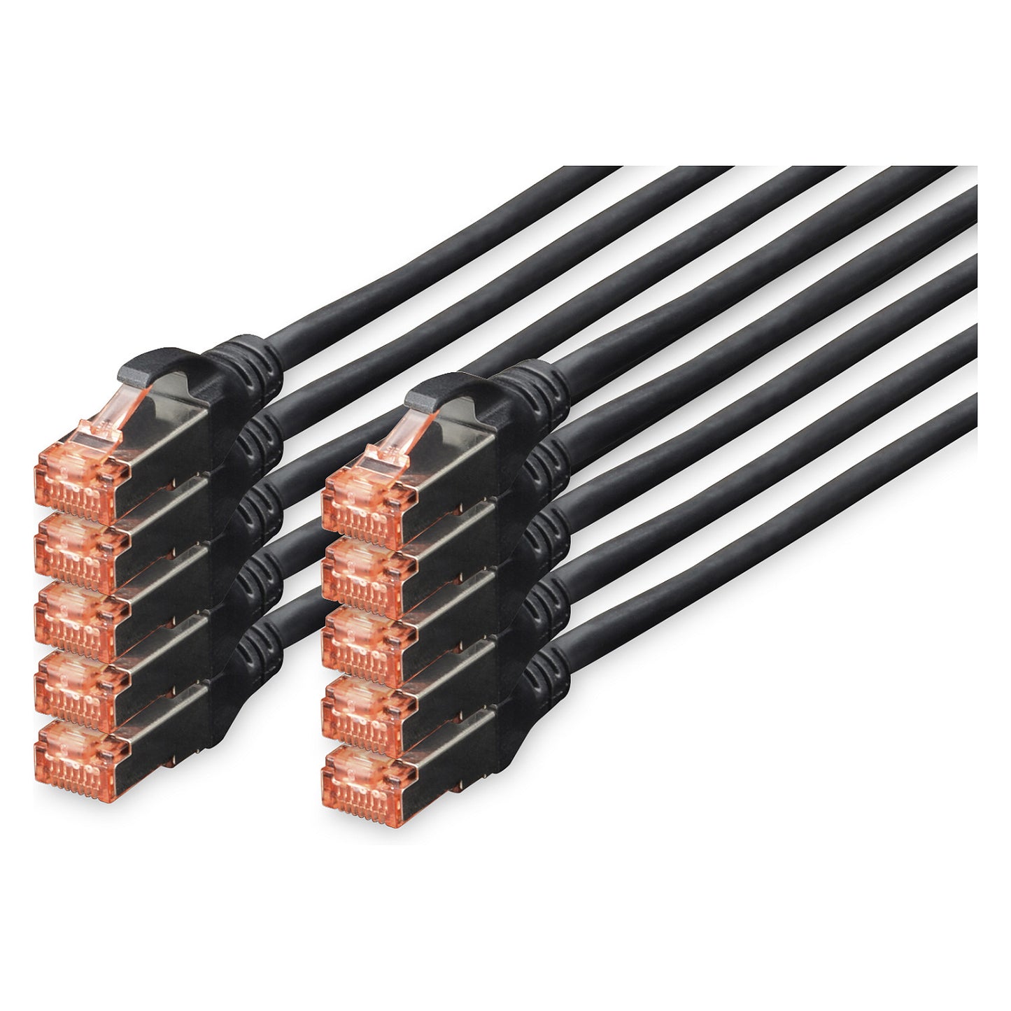 DIGITUS CAT 6 S/FTP Patchkabel, 10 Stück, 1m, schwarz