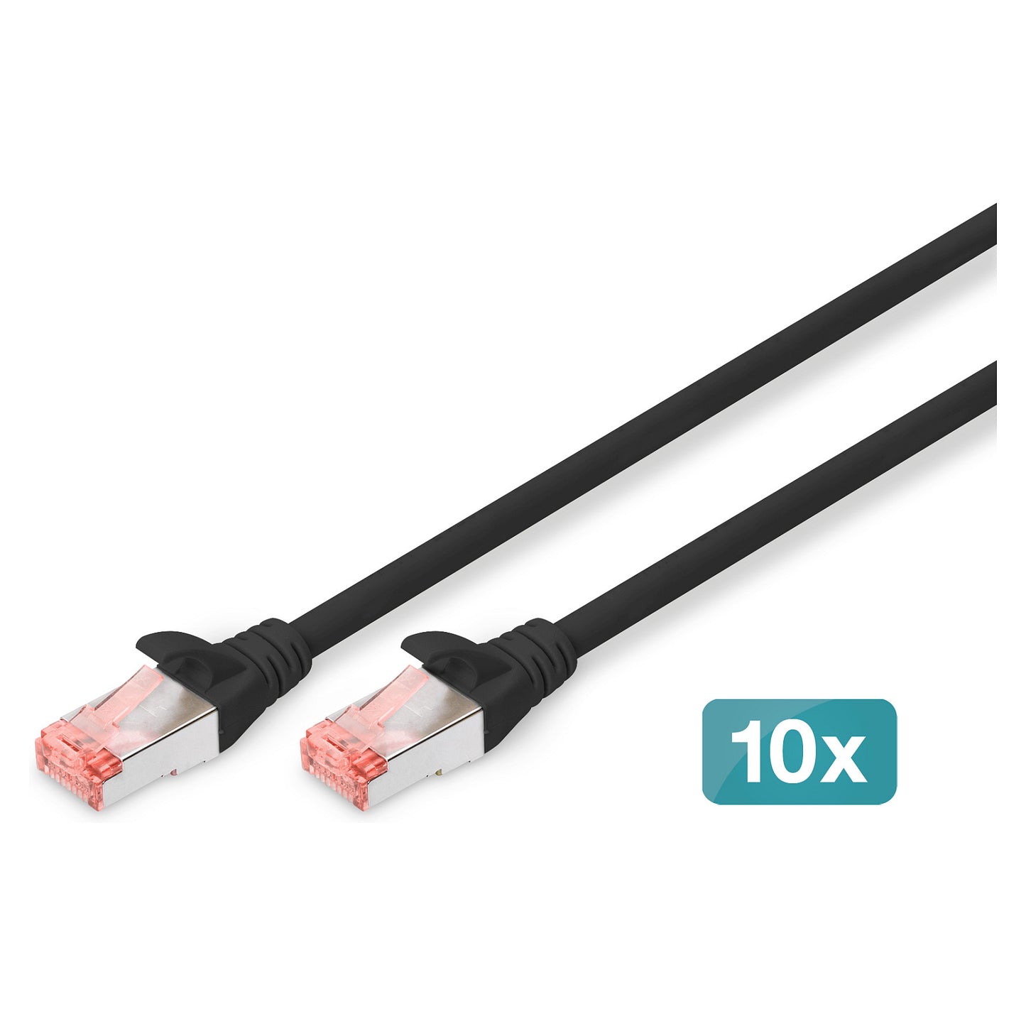DIGITUS CAT 6 S/FTP Patchkabel, 10 Stück, 1m, schwarz