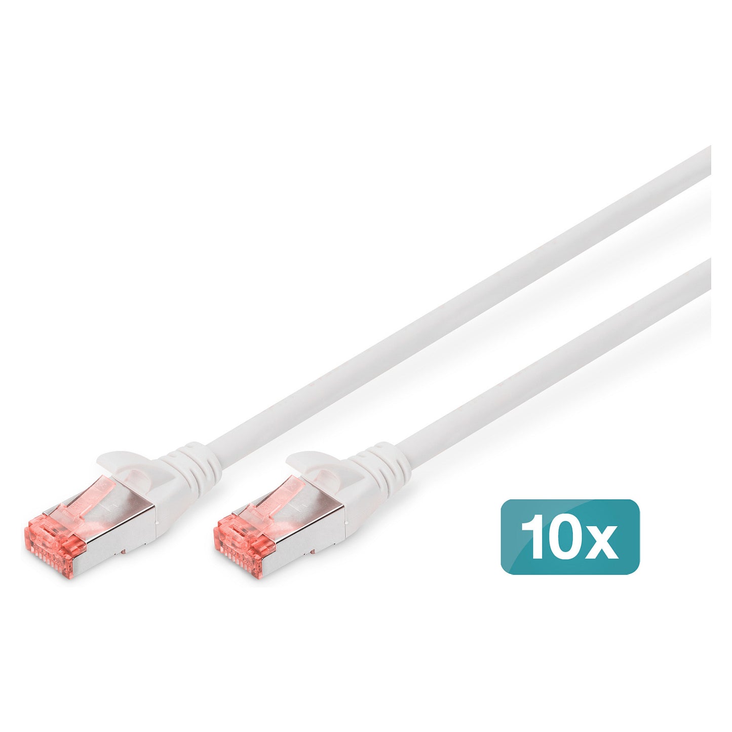 DIGITUS CAT 6 S/FTP Patchkabel, 10 Stück, 0,25m, weiß