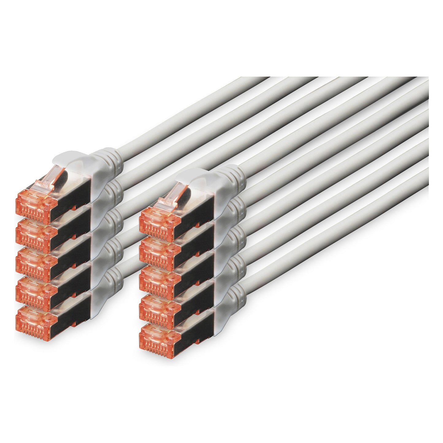 DIGITUS CAT 6 S/FTP Patchkabel, 10 Stück, 1m, grau