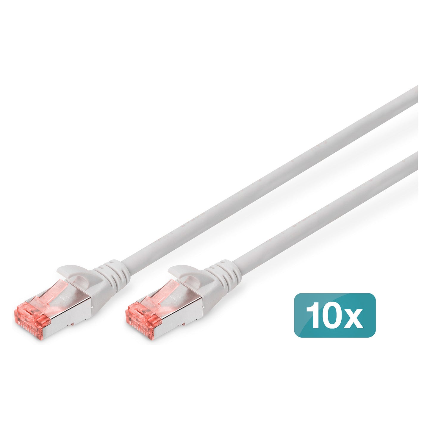 DIGITUS CAT 6 S/FTP Patchkabel, 10 Stück, 1m, grau