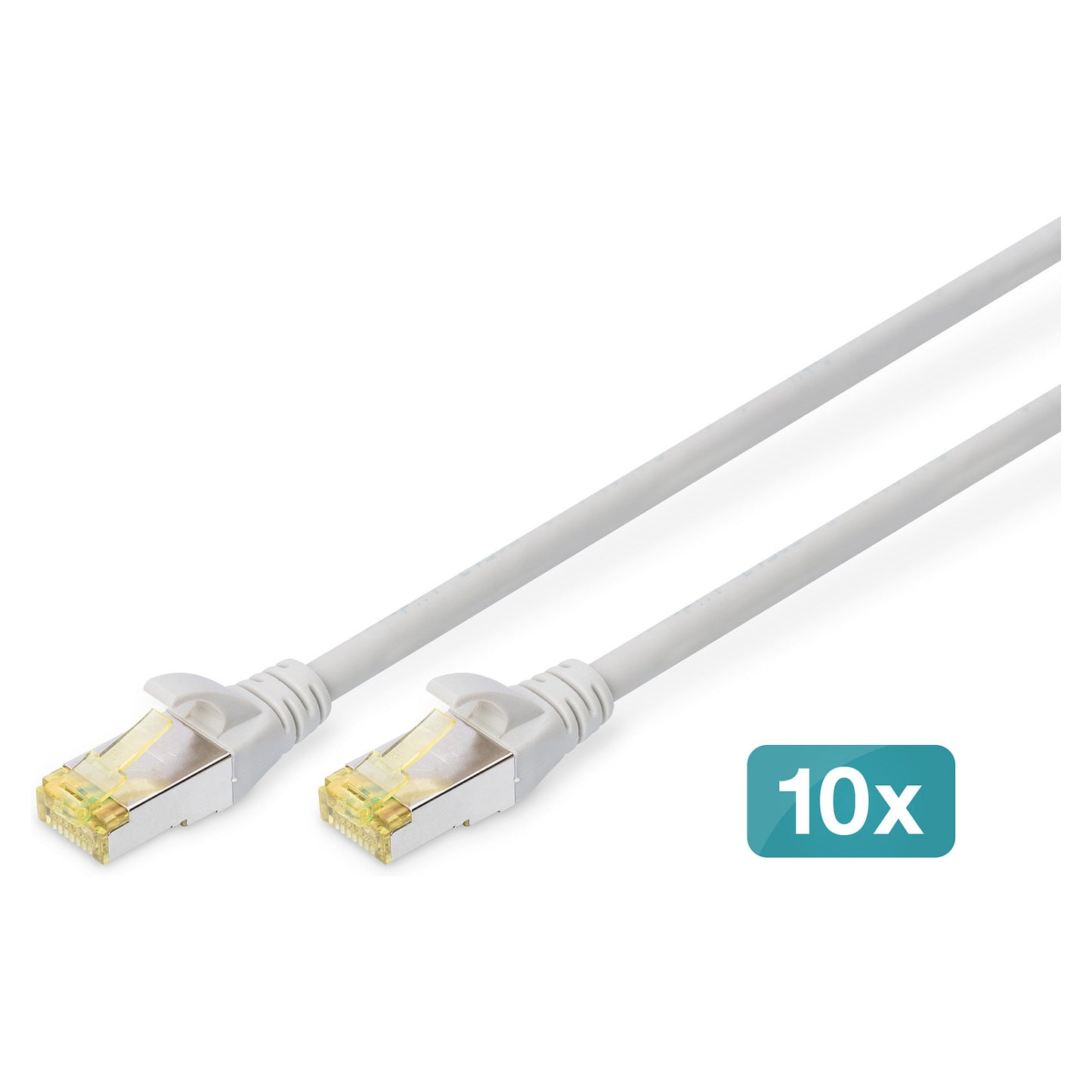 DIGITUS CAT 6A S/FTP Patchkabel, 10 Stück, 0,5m, grau