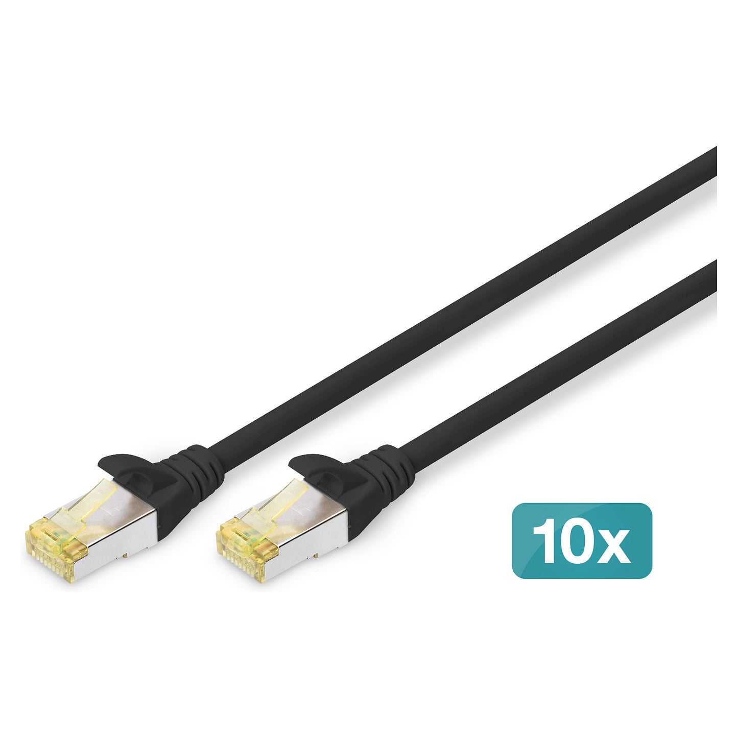 DIGITUS CAT 6A S/FTP Patchkabel, 10 Stück, 2m, schwarz