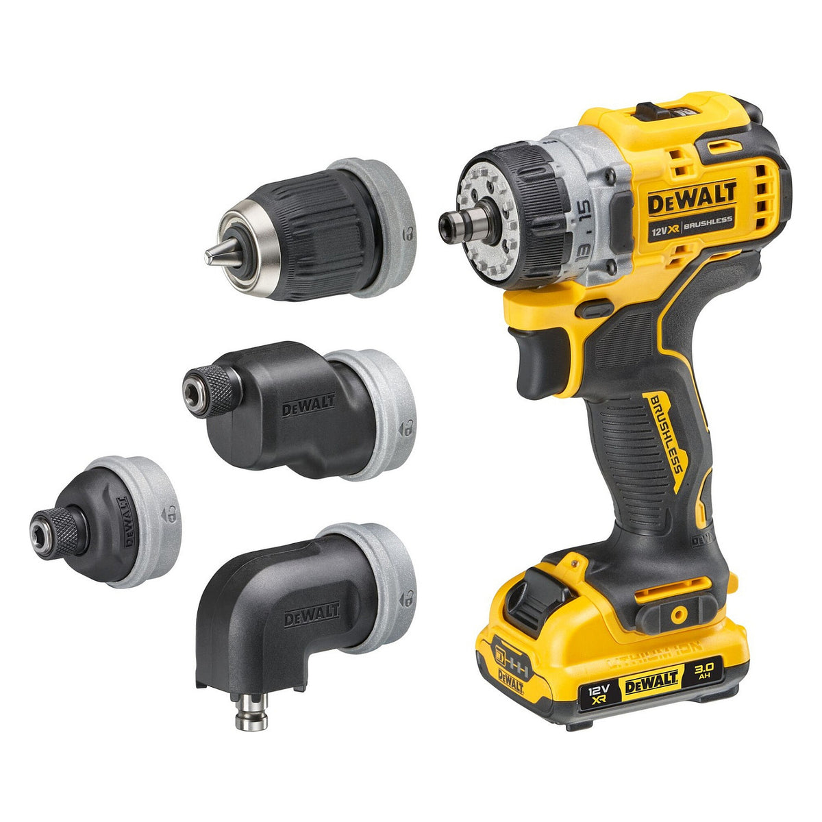 DEWALT Akku-Bohrschrauber. 4 Köpfe. 12 Volt