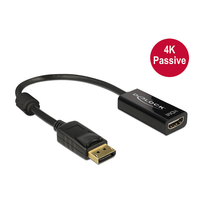 DELOCK Adapterkabel DisplayPort 1.2 Stecker > HDMI Buchse schwarz 4K Passiv
